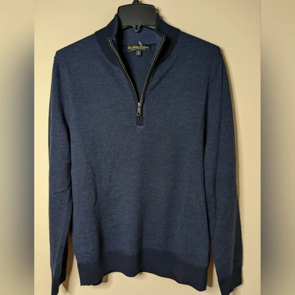 Brooks Brother Men's Blue SweaterExtra Fine Merino Wool Long Sleeve Pullover M
